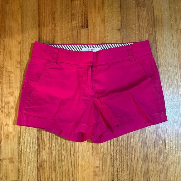 J. Crew Bright Pink Broken In Chino Shorts size 0(e5 - Picture 1 of 8